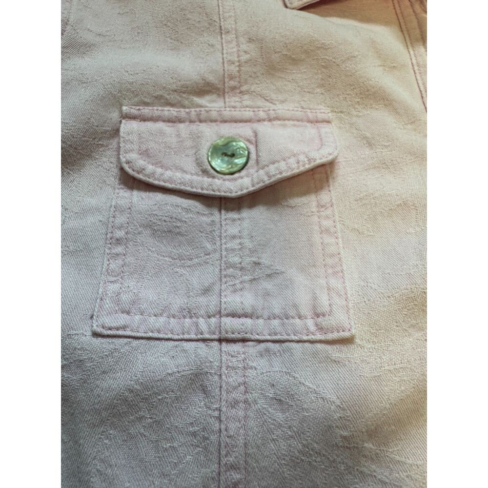 J. Jill Pink Cotton Textured Jacket Size L Button Front Casual Spring Jacket - Picture 6 of 9